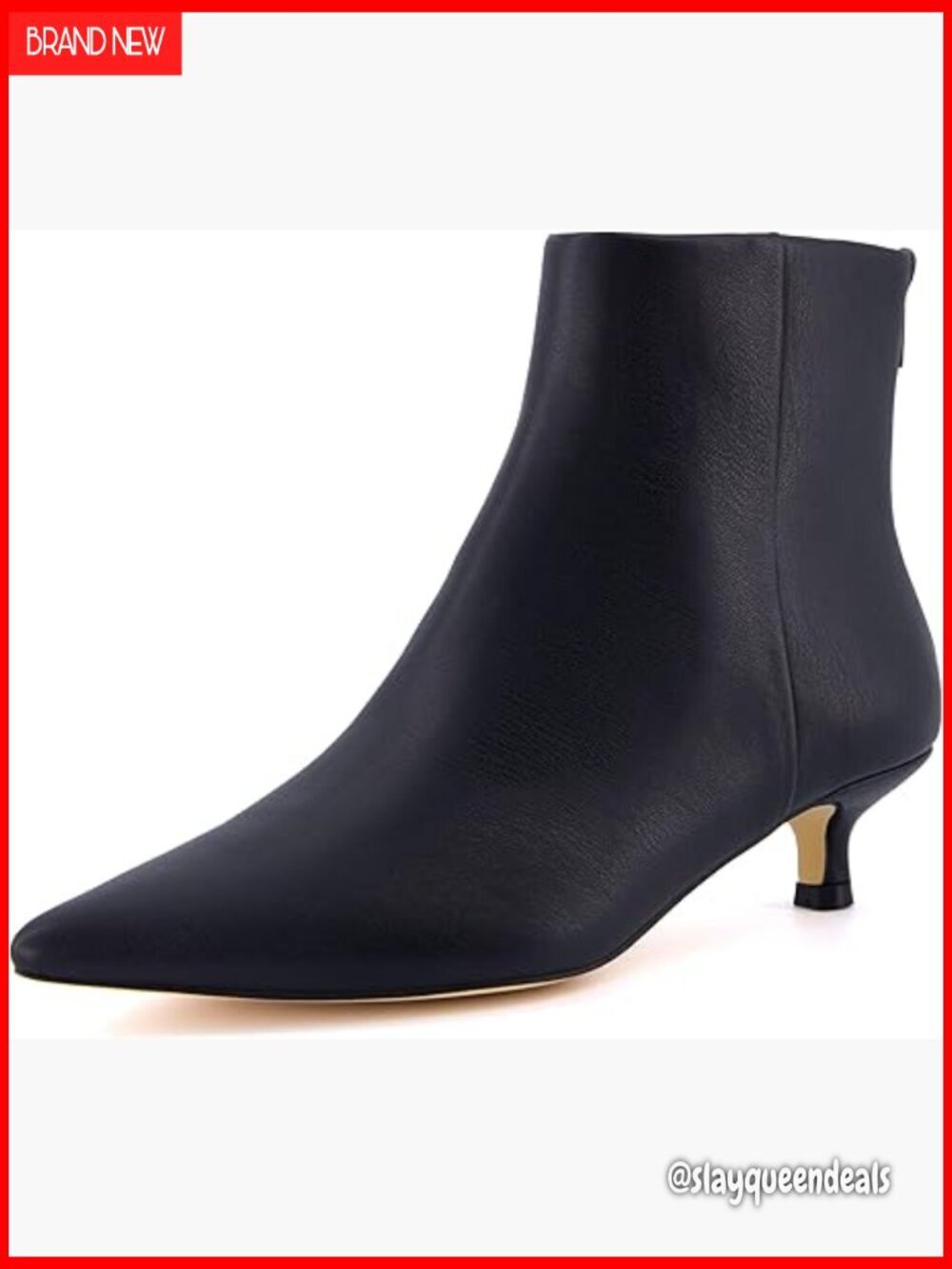 Women's Vegan Leather Kitten Heel Booties with Memory Foam, Wide Widths